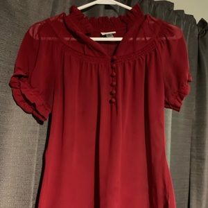 50s style Sheer Red Blouse